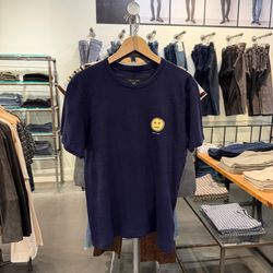 New Rag & Bone Sour Face Embroidered Tee Navy Size S