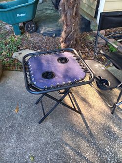 Folding Outdoor Side Table with Cup Holders
