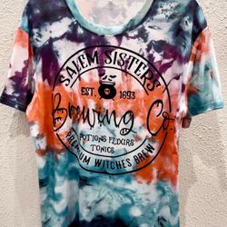 New. Women’s Size Large Salem Witches Sisters Brewing Co Tie Dye Shirt
