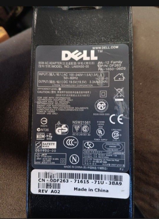 Dell 65W AC Adapter Laptop Charger