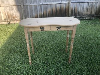 Vintage Pine Kidney Shape Vanity Table Desk