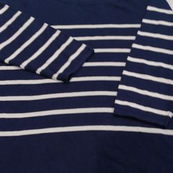 Navy Blue White Striped Long Sleeve Shirt