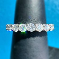18k white gold 2.15CTW Natural Diamond Eternity ring sz 5.25