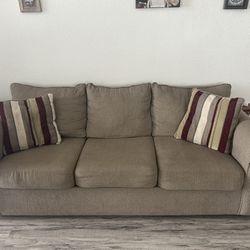 Tan Queen-size Hide A Bed Couch 