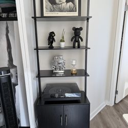 5 Tier Tall Bookshelf with Cabinet, 73" Modern Bookcase, Wall Mounted Ladder Bookshelf with Stable Metal Frame, Open Display Rack, Storage Shelves for