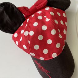 Disney Parks Minnie Mouse Youth Polka Dot Ears Baseball Cap Adjustable