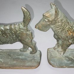 Antique Solid Bronze Scottish Terrier Bookends
