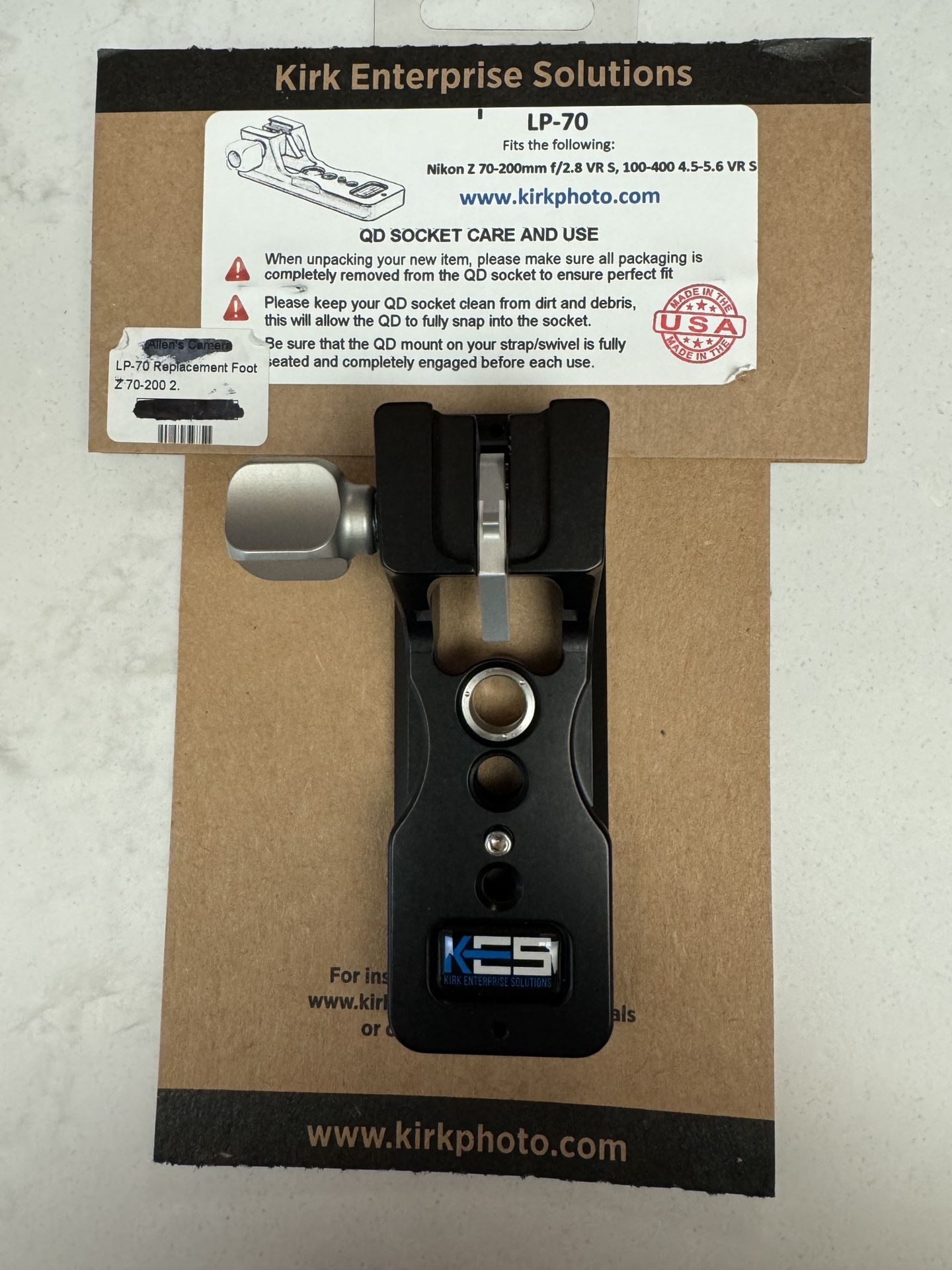 Kirk LP-70 Lens Foot For Nikon Lens