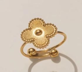 Gold Clover Adjustable Ring – Elegant Statement Style