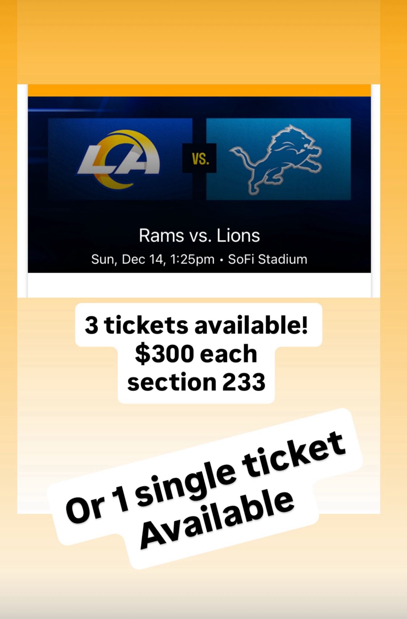 Rams Vs Lions Tickets