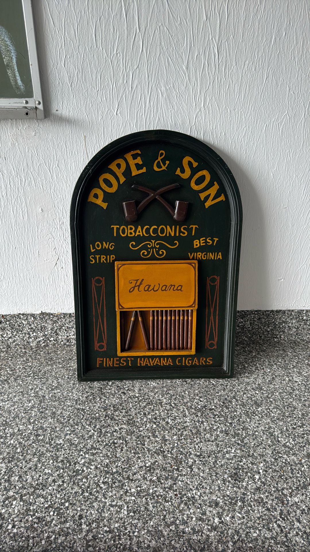 Vintage Pope & Son Tobacconist Wall Hanging 24”x16”