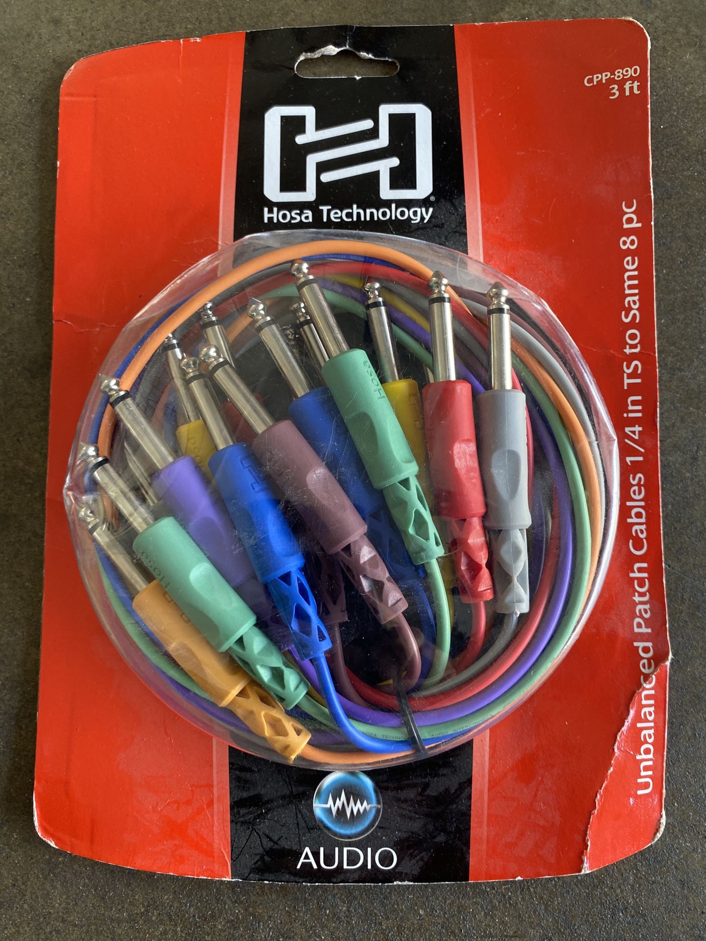 Brand New Hosa CPP890 8 Unbalanced Patch Cables 1/4" TRS 3 Feet
