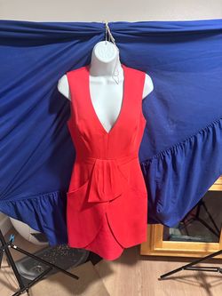 Red Sleeveless Mini Dress with Pockets