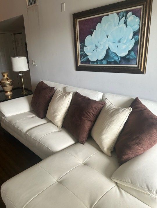 White Napa Leather Sofa