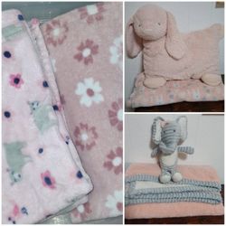 PINK BABY GIRL BLANKETS (COBIJAS PARA NIÑA BEBE COLOR ROSA)