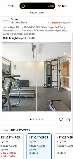 Home Gym Mirror 48”x24” 2pieces Brand New In Box