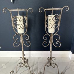 Iron Vintage Look Candle Floor Standing Holder