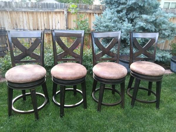 Set Of 4 Rotating Premium Bar Stools Chairs 19" diameter 44" tall
