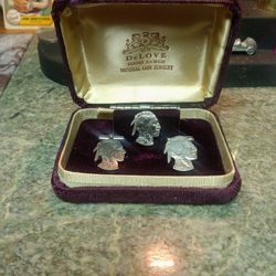 Vintage De Love Hand Sawed Imperial Coin Jewelry Sterling Silver Back's Cuff Links 1936 Nickels OBO.