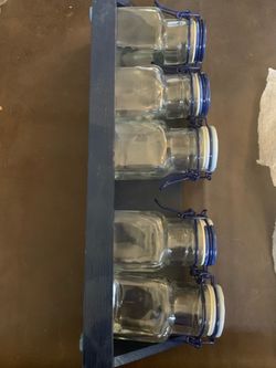 Glass Spice Jars with Rack Set of 4