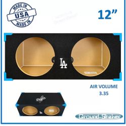 12” Sub Box Dual Sealed Subwoofer Enclosure Ground Shaker Box Car Audio Dodgers 