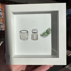 Handmade  Sea Glass Cocktail Wall Art –  Decor 5x5 Frame