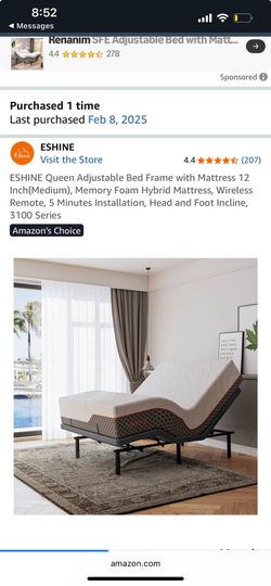 Queen Adjustable Base Electric Bed With Massager Head And Feet Mattress 