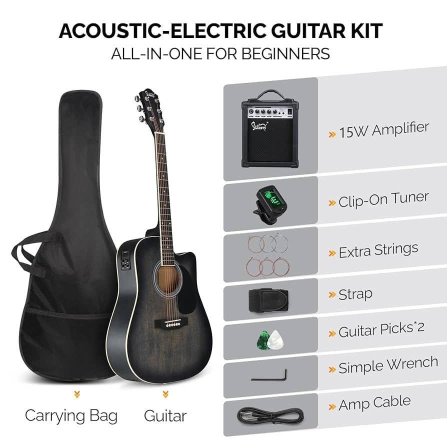 NEW - Full Size 6 Strings Acoustic Electric Guitar