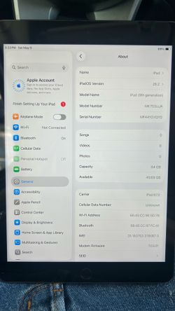 iPad 9th Gen (2021) Unlocked – Good Condition – 88% Battery