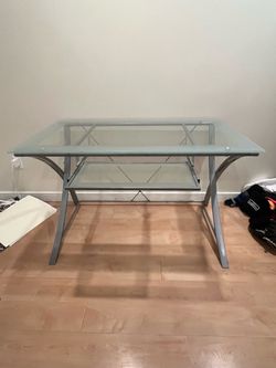 Glass Top Computer Desk with Metal Frame OBO