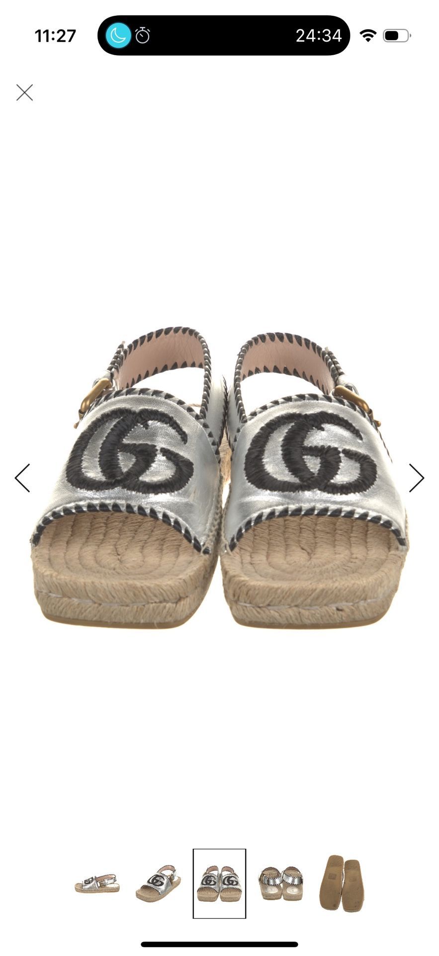Gucci Running GG Logo Leather Espadrilles - Size 6