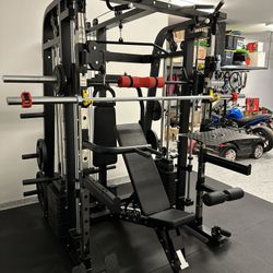 Smith Machine 300 | Adjustable Bench | 245lb Cast Iron Olympic Weights | 7ft Olympic Bar | Fitness | Gym Equipment | FREE DELIVERY/INSTALLTION 🚚 