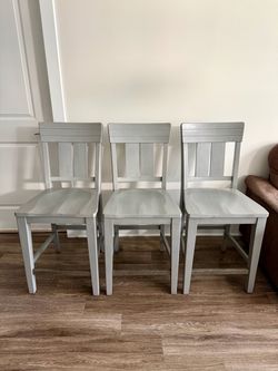 Set of 3 Grey counter height chairs wooden