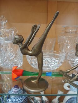vintage Art Deco-style solid brass ballerina or gymnast figurine