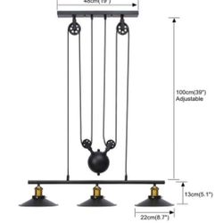 Hanging Pulley Pendant Ceiling Light Holder Chandeliers Lamp Fixture