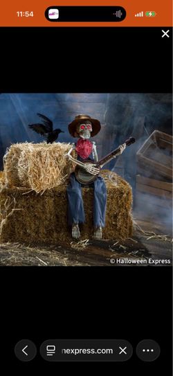 An imated Skeleton Playing Banjo Halloween Decoration - 39"