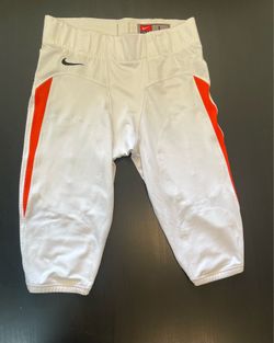 Nike Men’s White and Orange Padded Football Pants ( Large)