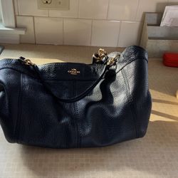 Navy Leather Bag 