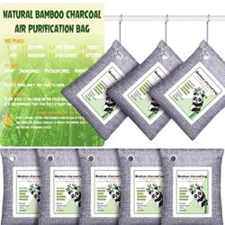 8 Pack Nature Fresh Bamboo Charcoal Air Purifying Bag, Activated Charcoal Bags Odor Absorber for Home Shoe Closet Gym Bag Fridge Pet Car Kitchen Large