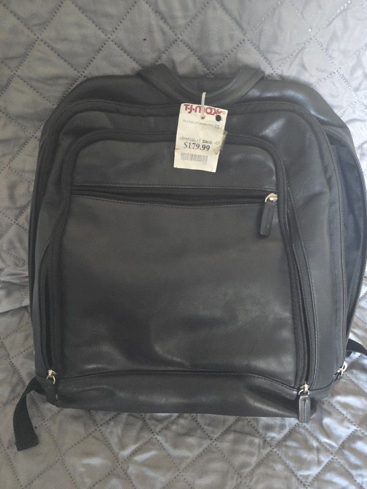 Jack Georges Leather Backpack - Black