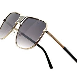 Aviator Sunglasses Oversized Gold Metal Square Frame UV400 Sun Protection Pilot Style 