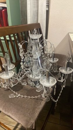 Crystal Chandelier with Chrome Arms