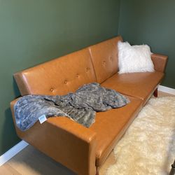Brown Faux Leather Couch