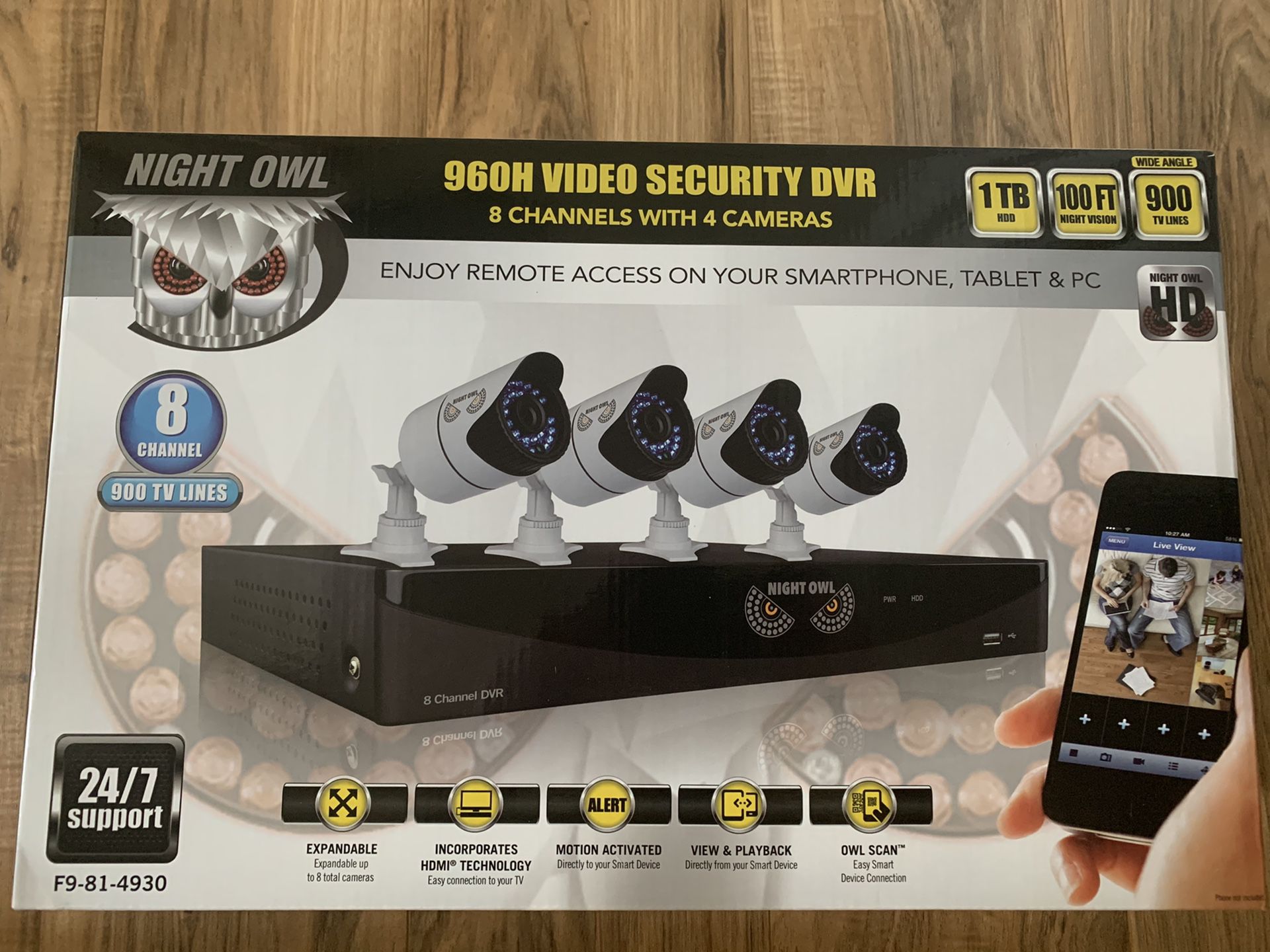 Night Owl 960H 8 Channel 4 Camera 900 TV Lines Pre-Installed 1TB HDD - Model: F9-81-4930