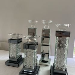 Glass Mirror Candle Holders Set Of 5