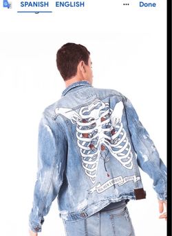 Vintage C & A Distressed hand painted Denim Jacket Mens XL