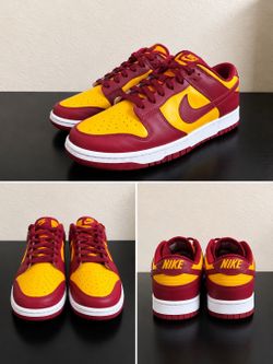 These are the Nike Dunk Low Retro sneakers in the "Midas Gold"