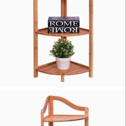 Corner Shelving 3 Tier Bamboo Free Standing Rack Plant Table Ship Living Room