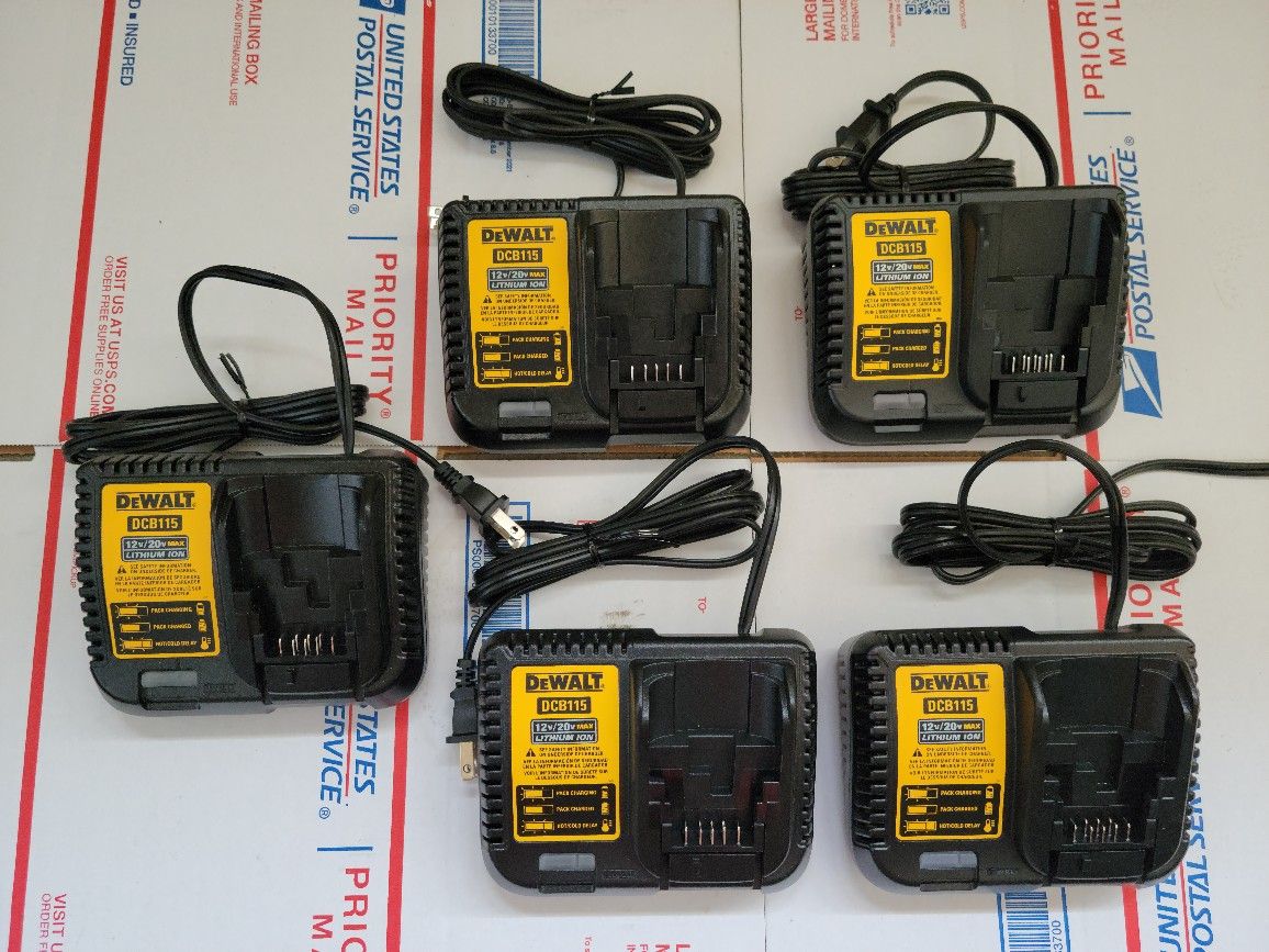 Lot Of 5 Dewalt 12v 20v & 60v Battery Charger's