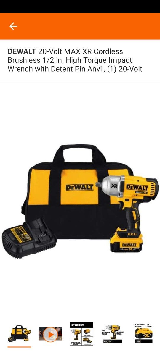 DEWALT 20 Volt MAX XR Cordless Brushless 1/2 High Torque